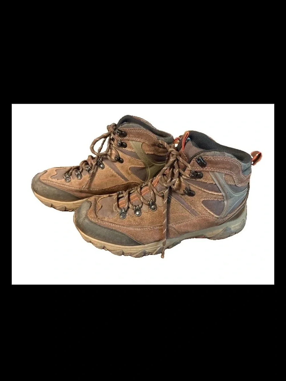 Merona Men’s 10.5 Brown Leather Hiking Boots Mid Lace Up Outdoor Trail